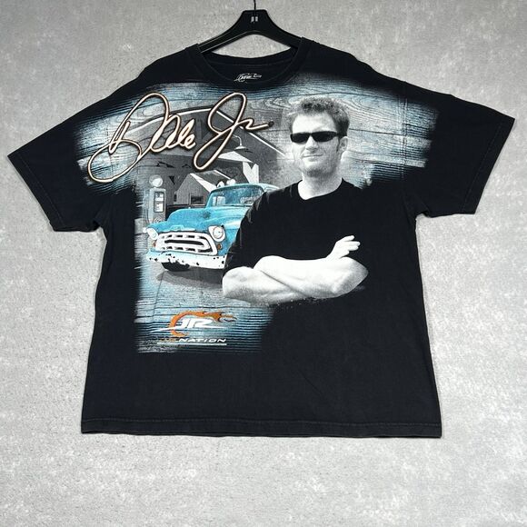 DALE EARNHARDT JR. T-Shirt Mens XXL Black Jr Nation NASCAR AOP Double Sided 2XL - Picture 1 of 11
